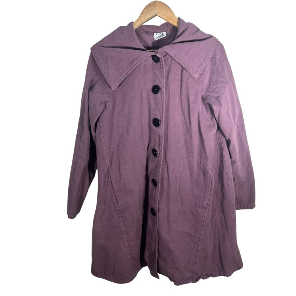 Color Me Cotton Mauve Cotton Lagenlook Long Length Jacket Size Small